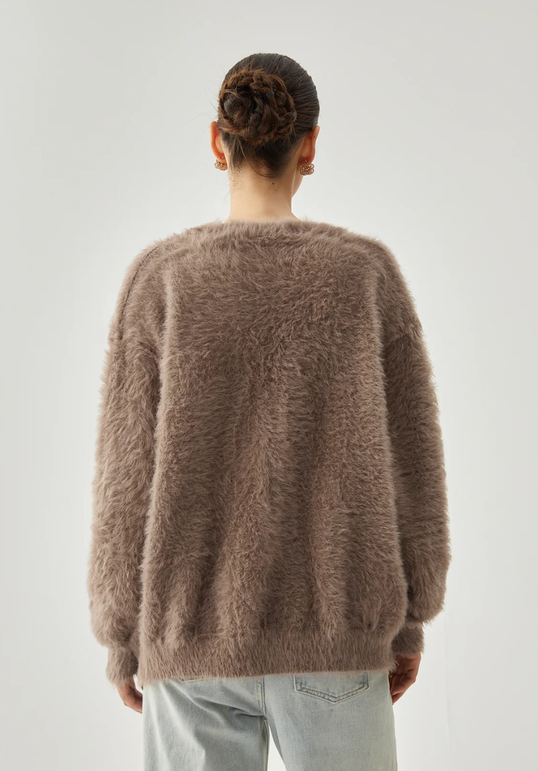 Flauschiger Cardigan mit Knopfleiste